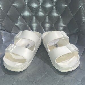 Birkenstock White Double Strap Slides